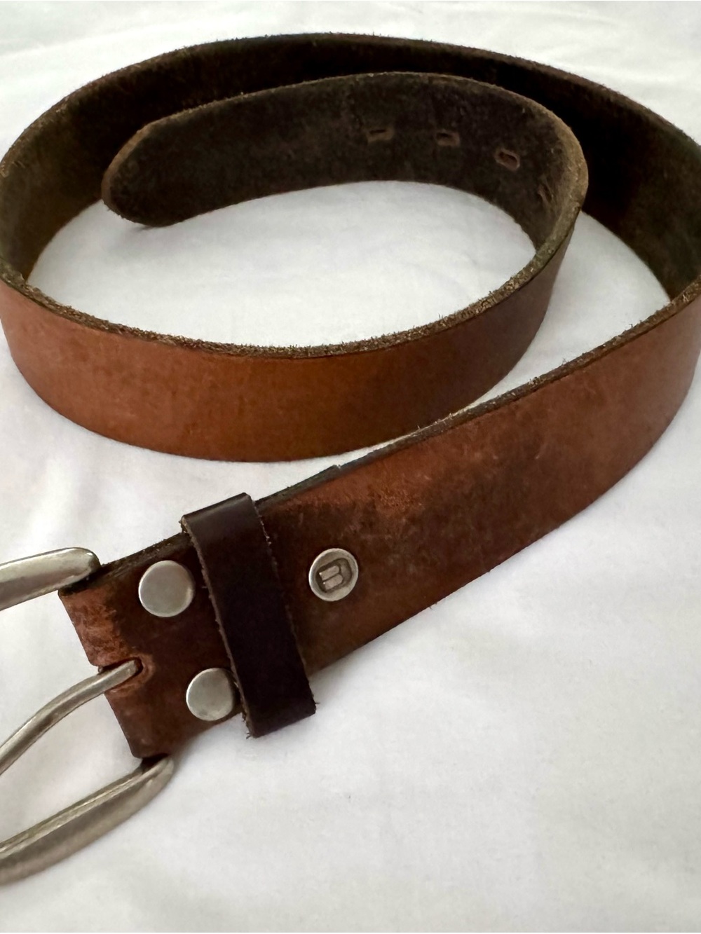 Vintage Rugged Brown Full Grain Leather Belt - Heavy Duty Casual Jean Belt